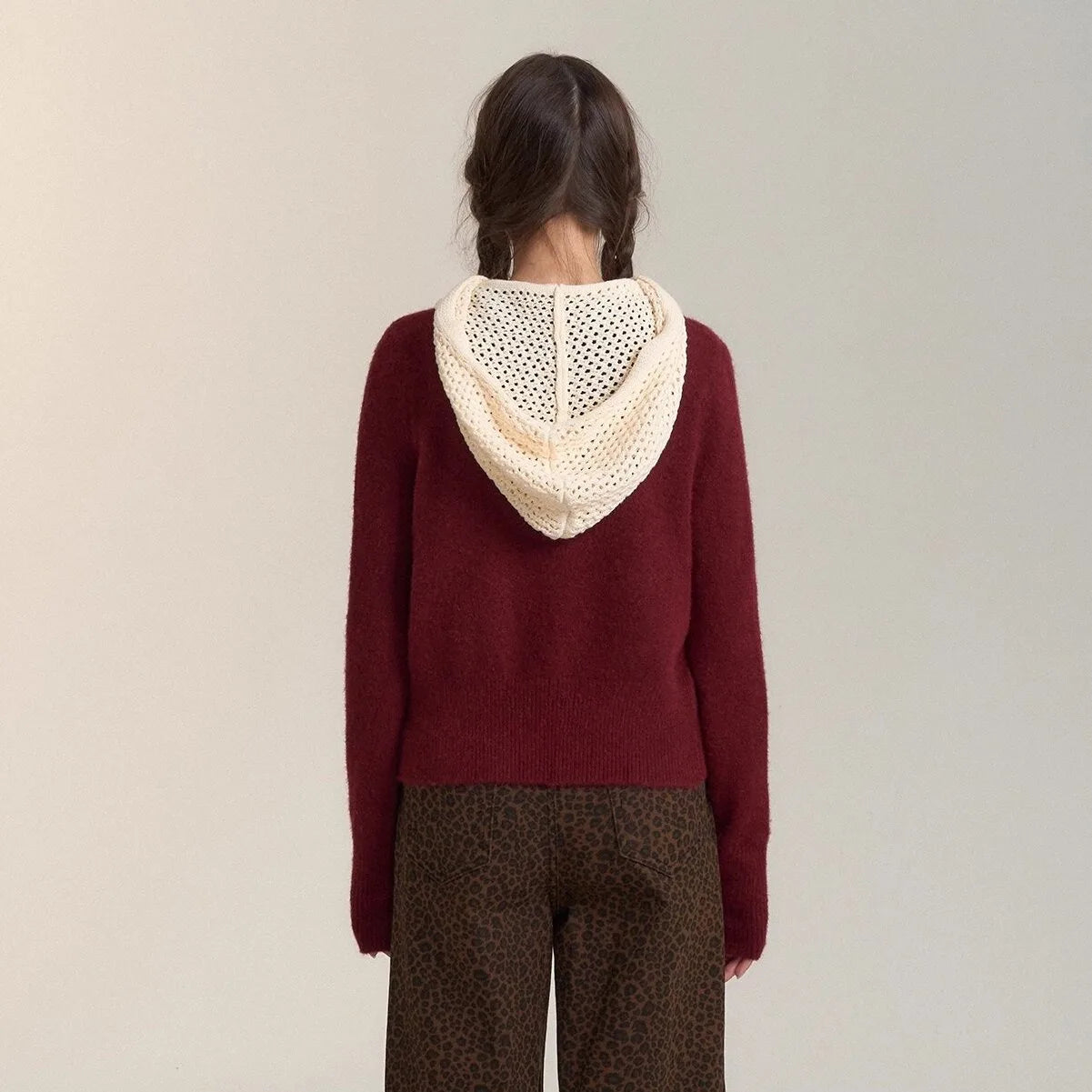 Hooded Sweater Women 2025 Autumn New Arrival Gray Black Or Red Color Knitted Pullover Sweater Korean Style Casual Sweater Tops