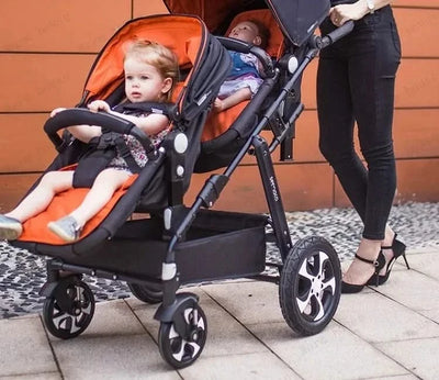 New Twins Baby Stroller Foldable Double Baby Stroller for Two Children Shock-absorbing Twin Baby Stroller Four Wheel Cart