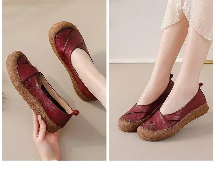 Authentic anti skid slip on leather flat shoes ladies shallow loafers woman comfy soft moccasin