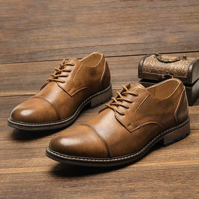 Men's Formal Shoes British Retro Brogue Shoes Mens Casual Business Leather Oxfords Men Office Dress Shoe Flats