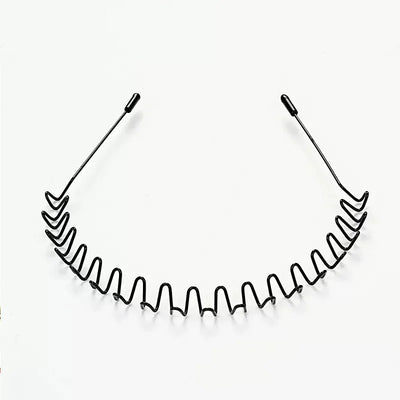 Unisex Black Elastic Non Slip Simple Metal Headbands For Men Women Wavy Hairband Spring Hair Hoop Fashion Hair Accessories