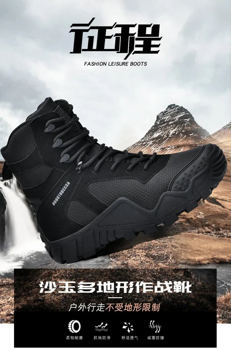 New Men Tactical Boots Lace Up Waterproof Climbing Hiking Shoes Motorcycle Training Army High Quality Hunting Unisex Desert Boot