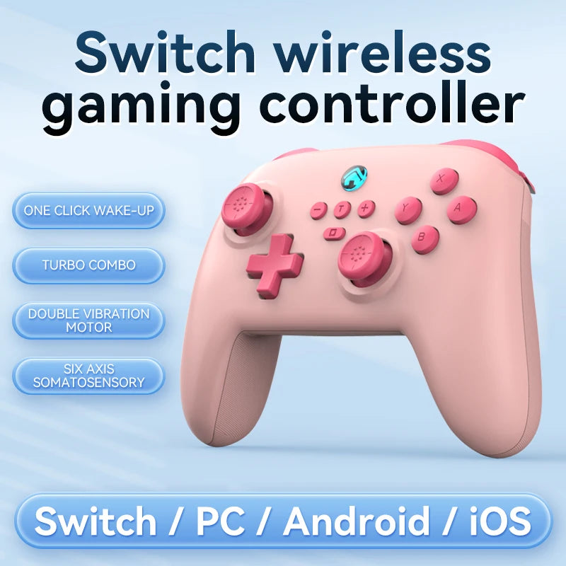 Wireless Gaming Controller for Switch/PC/Android/iOS Bluetooth 6-Axis Gamepad with Motor Vibration TURBO Wake-up Best Choice
