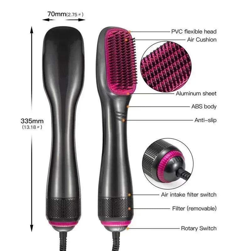 Hair Dryer Brush 3 In 1 Hot-Air Brushes 1200 W Powerful Ceramic Tourmaline Ionic Hair Straightener for All Hair Types electric