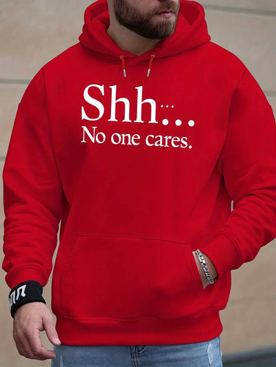 Shh No One Cares New Men'S Printed Autumn And Winter Sweatshirts, Versatile Spring Autumn Hooded Trendy Brand Sweatshirts