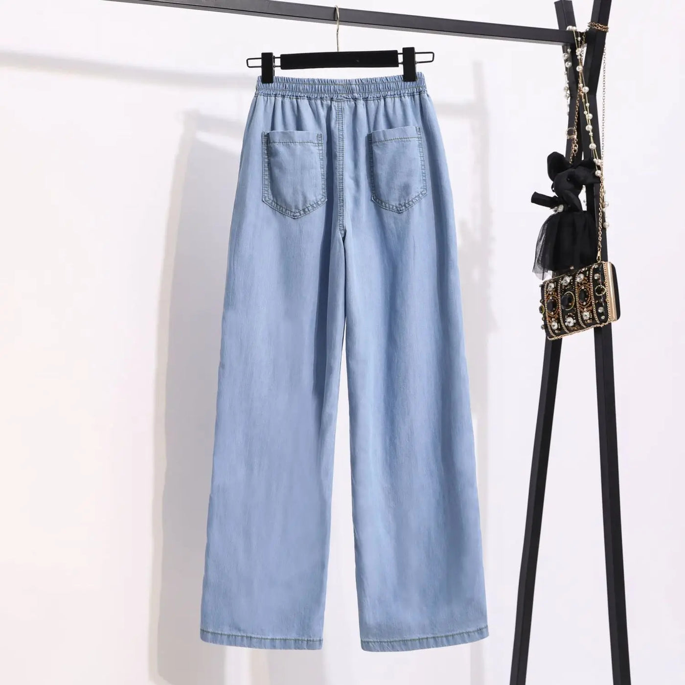 Women's Wide Leg Jeans Casual Straight Cut Spring Summer Autumn Thin Drapey Long Pants High Waist ket Detail Other Material