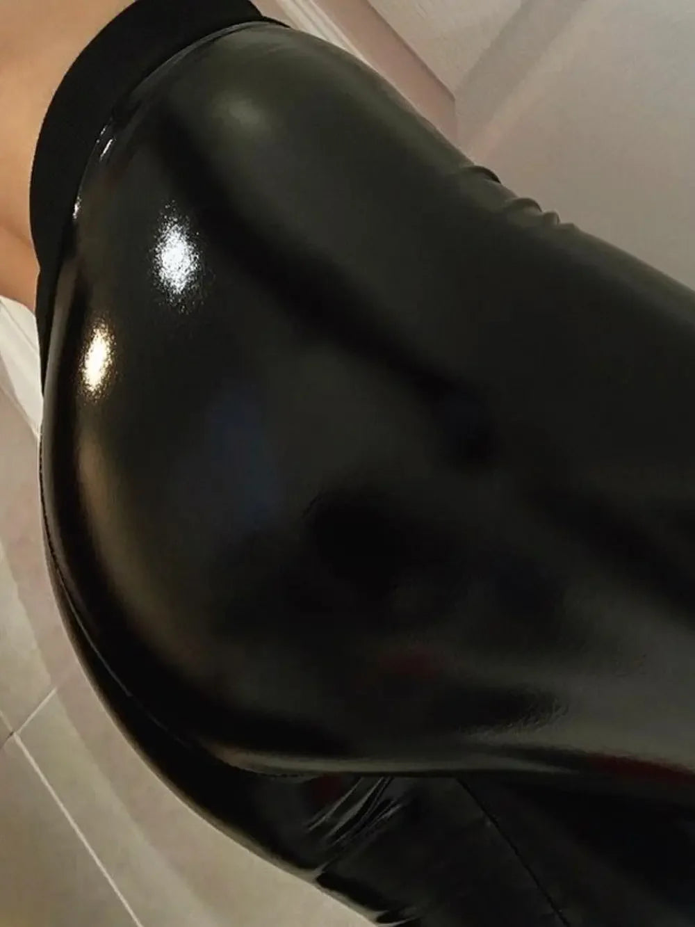 Shiny Metallic Leggings Mirror  Women High Waist Legging Stretchy PU Solid Sexy Shinning Bodysuit Pleather