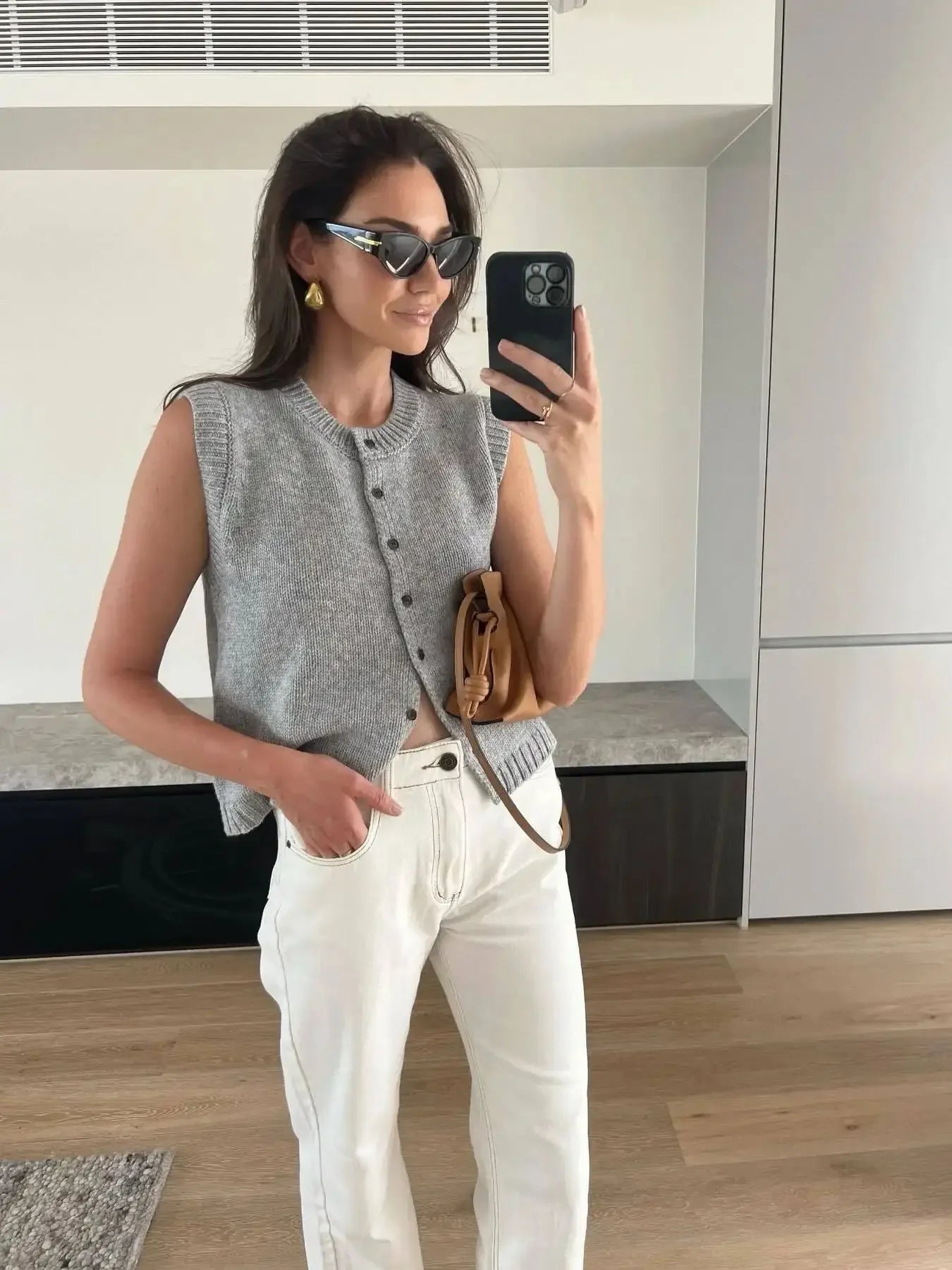 2025 Autumn Fashion Knitted Vests Top For Women Casual Single-Breasted Knitwear Cardigan Tanks Female Solid Sleeveless Sweaters