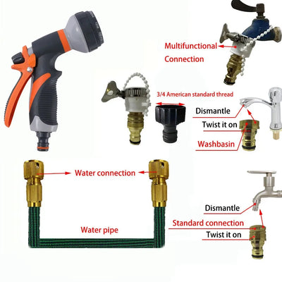 High Quality Flexible Expandable Garden Hose High Pressure Nozzle Long Rod Spray Cleaning Gun Car Washing Hose Garden Hose