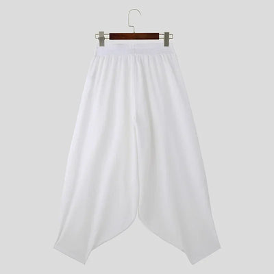 2024 Men Wide Leg Pants Solid Color Elastic Waist Loose Streetwear Casual Trousers Men Oversize Fashion Long Pants S-5XL INCERUN