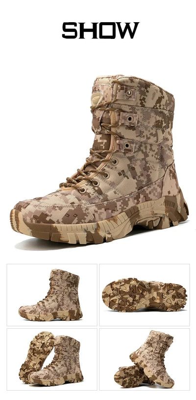 2025 Men Boots Tactical Shoes High Top Hiking Durable  Anti-Slip Outdoor Climbing Trekking Shoe Military Tactical Low Boots Male