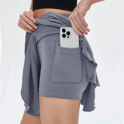 Women's sports high waisted short skirt breathable waistband safety pants and pocket tennis yoga golf mini tennis skirt