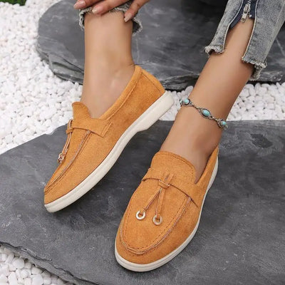 Women's Fashion Flat Casual Shoes Faux Suede Elegant Loafers Design Breathable Slip on Shoes Autumn Casual Business Women Shoes