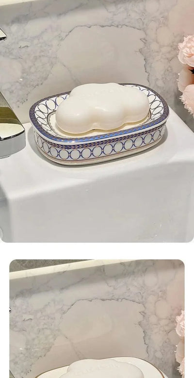 Light luxury high-end soap box Ceramic light luxury toilet bathroom drain soap box household no water