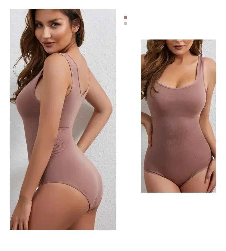 Body Shapewear for Women Seamless Solid Shaping Full Bodysuit Crew Neck Tummy Control Slimming Body Shaper Underwear & Shapewear