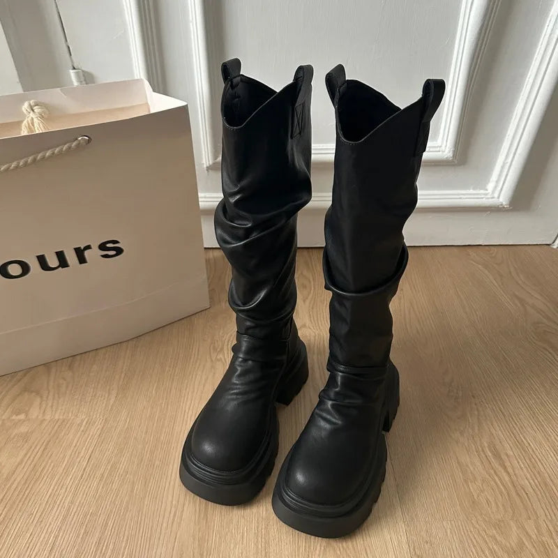 Women High Boots Platform Fashion New Shoes Designer 2025 Summer Brand Party Knee High Chelsea Boots Woman Shoes Mujer Botas