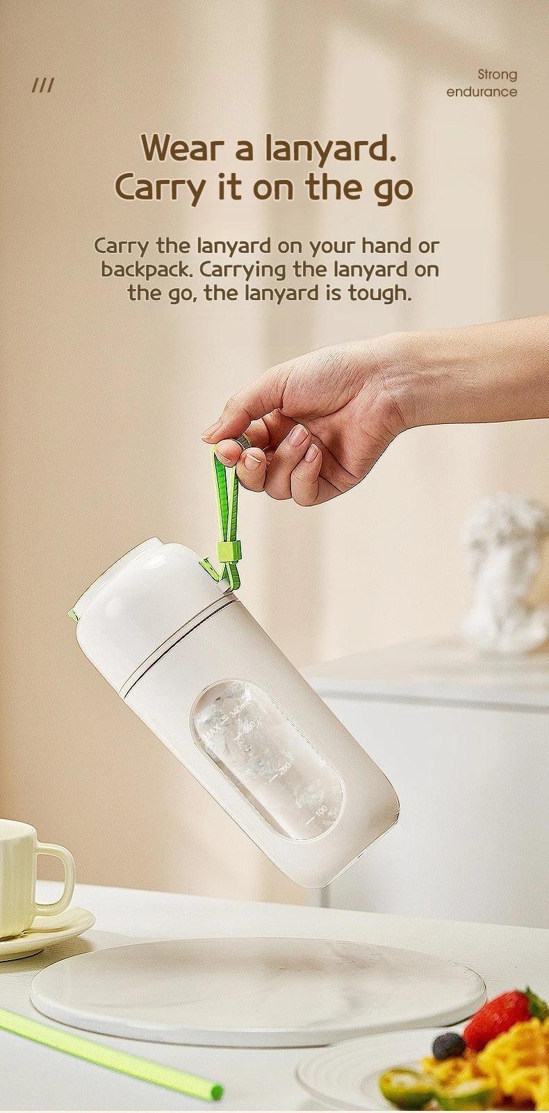 Portable Electric Blender Cup for Smoothies, Shaved Ice, and Juices - 12-Blade Stainless Steel with Wireless Charging Function