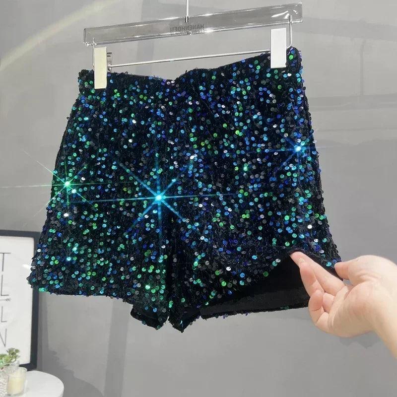 Hot girl y2k european and american style sequined shorts slim fit suede embroidered casual pants for women