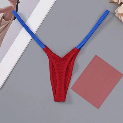Womens Soft T-Back Sexy Underwear Breathable T-Pants Thin Straps Low Waist Multicolor Stitching Sexy Lingerie Pack Women Thongs