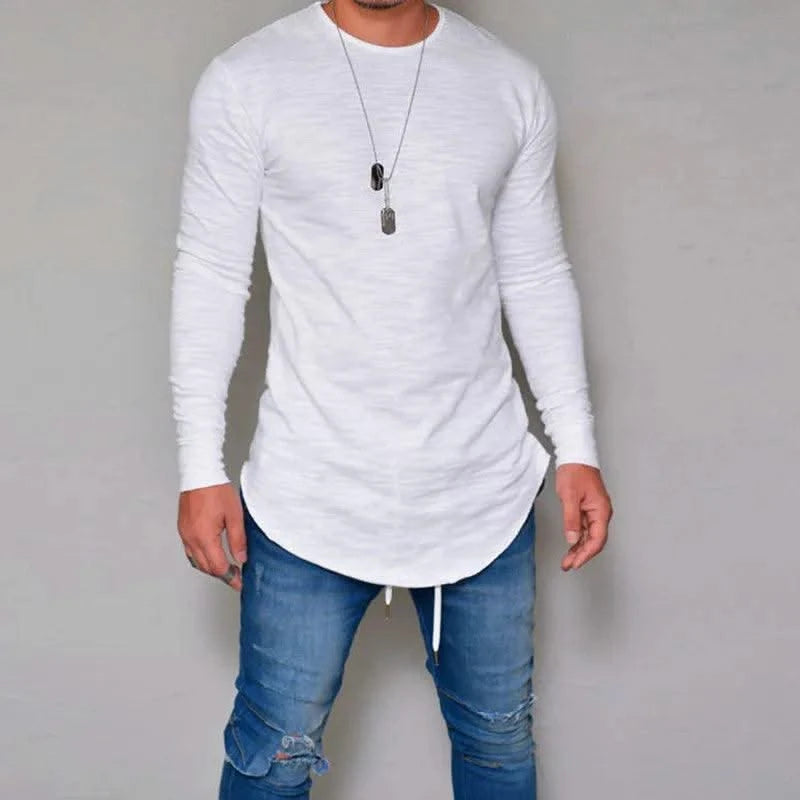 Men's T-Shirts Lycra S-3Xl Long Sleeved Men T Shirt Pure Color Casual Mens Long Sleeve Man T-Shirt for Male