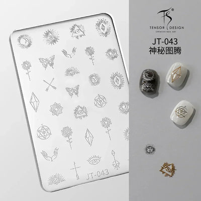 Geometric Bowknot Grid Lace Flora Edge Nail Art Silicone Carving Mold Mould Star Daisy Flower Charms Bow Tie Snowflake Template