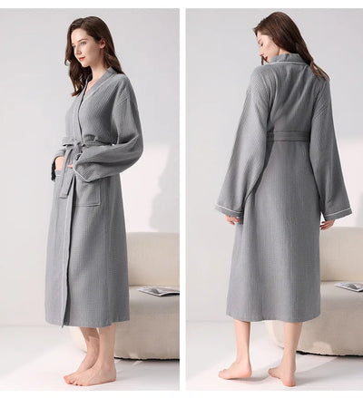 Hotel Cotton Bathrobe High Qualtiy Solid Colors Long Sleeve Mens And Women's Bathrobe