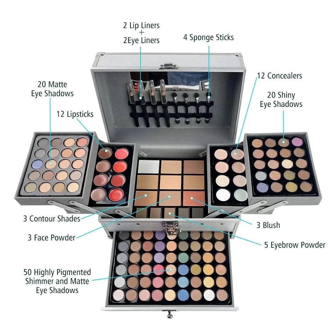 Makeup Set Box Eyeshadow Lip Blush Nail Polish Eyebrow Pencil Multi-functional Palette