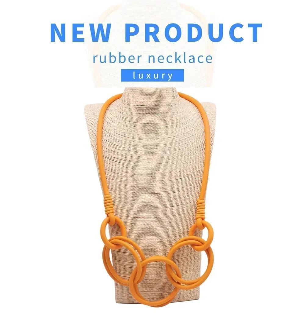 Barwodo new rubber chain necklace for women simple handmade elasticity jewelry sweater chains party accessories luxury