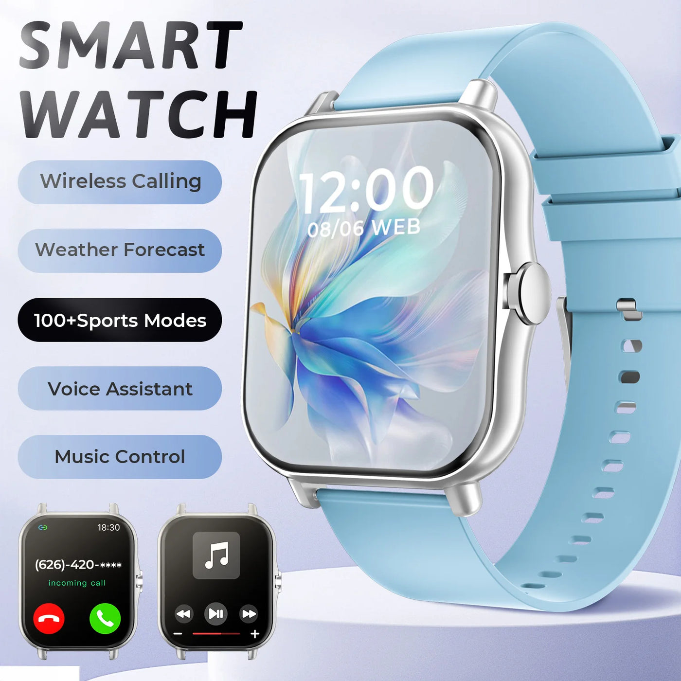 New Smartwatch 1.83'' HD Screen BT Call Health&Sleep Monitoring Kids Smart Watch Waterproof Fashoin Sport Bracelet For Women Men
