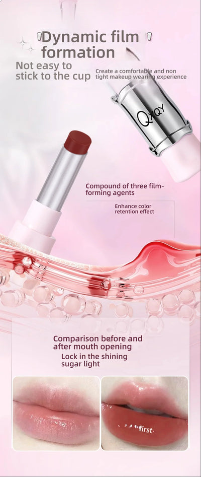 QXQY GLOSSY JELLY LIPSTICK - Mirror Shine, Moisturizing & Long Lasting, Nude Lip Gloss for Plump Brightening Lips (No Makeup Loo