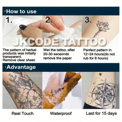 Temporary Tattoos, Sketch tattoo, Holy Maria, Pray & Love, Waterproof,Botanical, hand Tattoos, Magic Tattoos, Lasts 1-2 Weeks