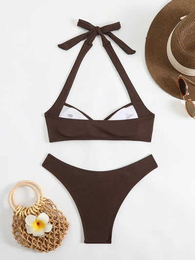 Sexy Women's Swimsuit 2025 Summer Bikini Two-piece Swimwear for Woman Beachwear Halter Bikinis Sets Swimming Beach Bathing Suits