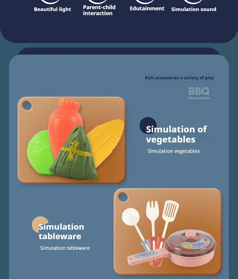 Simulated Kitchen Toys  Kitchenware Lighting and Sounds Cooking Game Set Children Fun Educational Toy Educational Toy