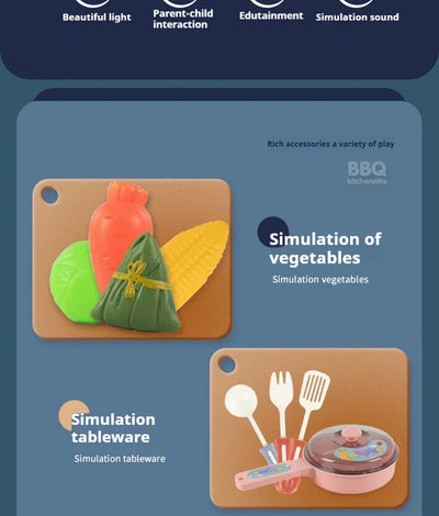 Simulated Kitchen Toys  Kitchenware Lighting and Sounds Cooking Game Set Children Fun Educational Toy Educational Toy