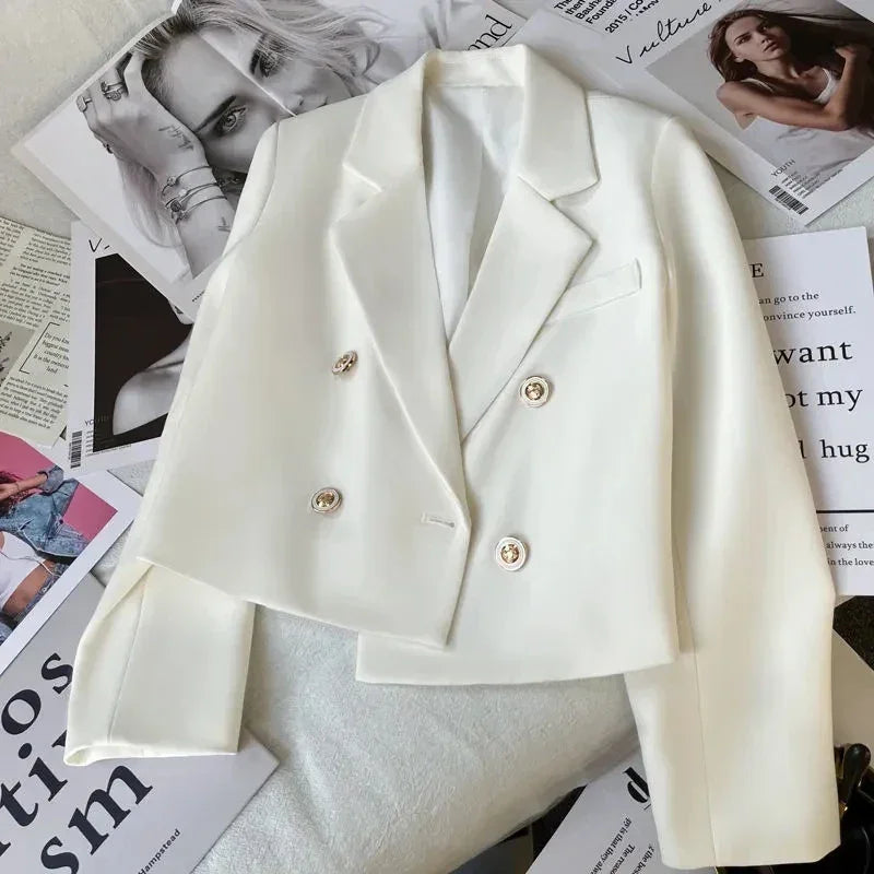 Lucyever 2025 Spring Fashion Women's Blazer Korean Style Office Cropped Blazers Women All-Match Street Long Sleeve Suit Jacket