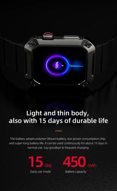 LOKMAT OCEAN 2 Pro Smart Watch Waterproof Bluetooth Calls Smartwatches 1.85 inch Touch Screen Heart Rate Monitor Fitness Tracker