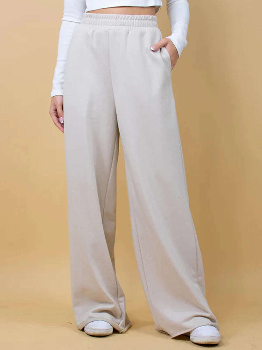 2023 Wide Leg Sweatpants for Women Elastic High Waisted Pocket Baggy Sweat Pants Teen Girls Oversized Straight Leg Sweatpants