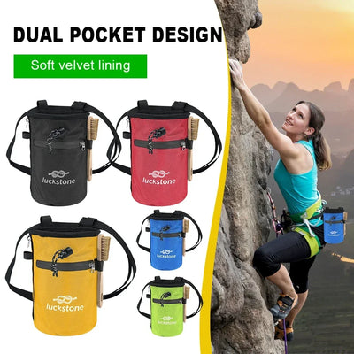 Waterproof Chalk Bag Bucket with Chalk Brush Climbing Magnesium Powder Bag for Weight Lifting Outdoor Climbing Equipment