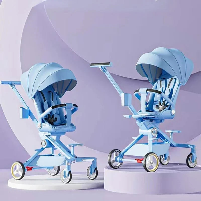 Baby stroller 0 to 3 years High view Shock absorption four wheels stroller folding Can sit or lie down lightweight baby stroller