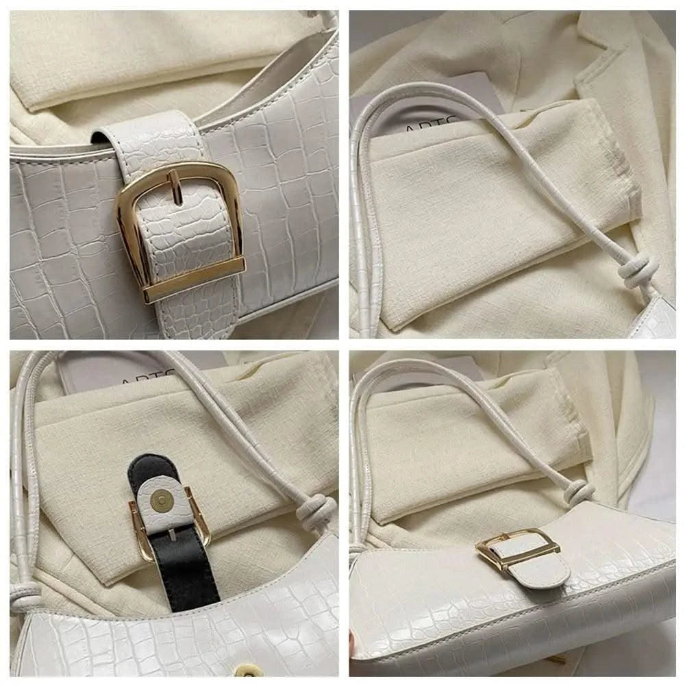 Women Stylish PU Leather Sling Bag Solid Colour Zipper