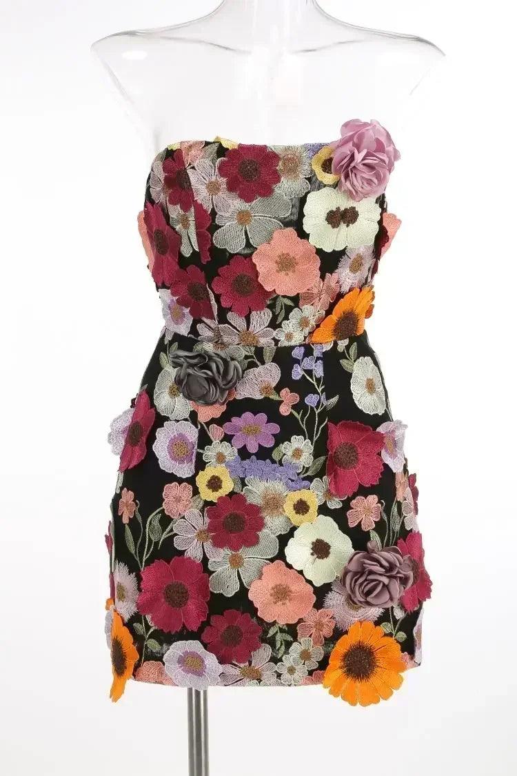 Luxury dresses women 2025 summer prom gown new bodycon mini party dress retro embroidered flower evening gowns brithday