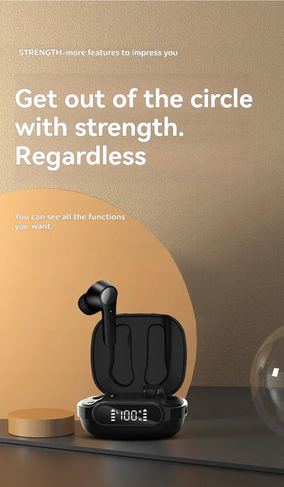 Wireless Earbuds 5H Playtime - In-Ear Noise Cancelling Earphones IPX7 Waterproof for Workout, SecureFit Ear Wings