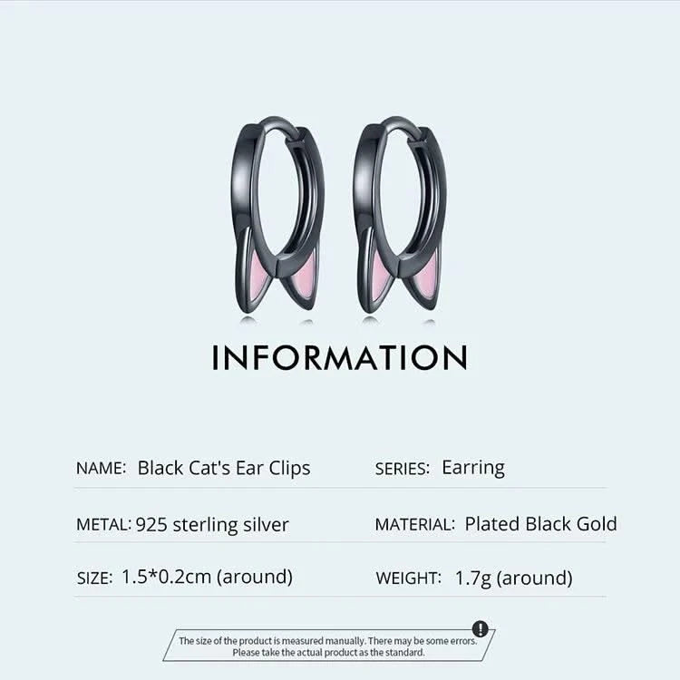 WOSTU Real 925 Sterling Silver Cat Ear Hoop Earrings For Women