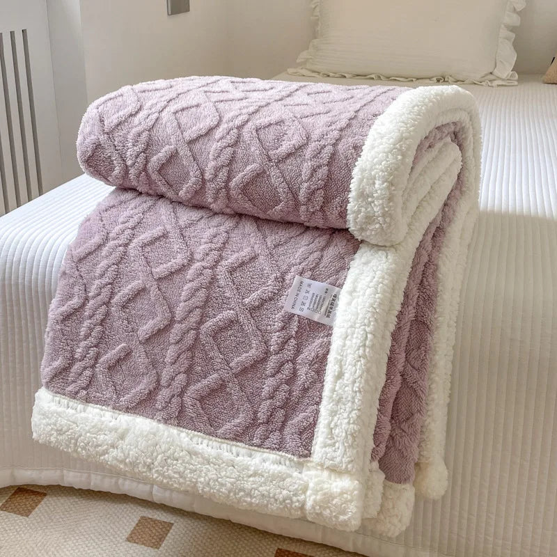 Double Layer Fleece Blanket Autumn Winter Thick Warm Office Nap Throw Blankets for Sofa Bed Single Double Soft Plush Comforter