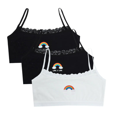 3PCS Teenage Girls Small Training Bras Cute Kids Rainbow Printed Sports Vest Bra Students Children Brassiere Underwear Tube Tops