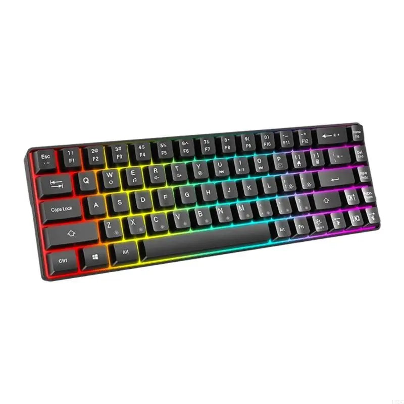 Compactly Mechanical Gaming Keyboard 68Key with LED Backlits Clear Letter for Office Home Use for Typing Gaming Keyboard