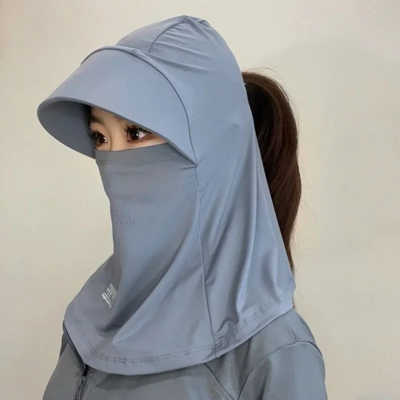 New sunscreen hat for women in summer, neck protection, face protection, cycling, sun hat, UV protection, face mask integrated