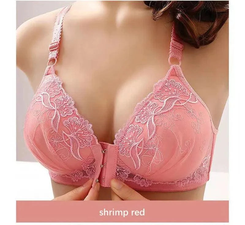Lace Embroidery Bra Women Front Closure