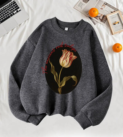 The Ancient Red Tulips Design Women Tops