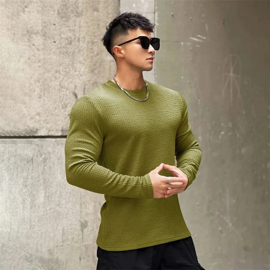 New Long Sleeve t shirt for Men Autumn Fashion Cotton Solid Color t-shirts Cozy Streetwear Men's t-shirt 3XL Baggy Korean Trendy